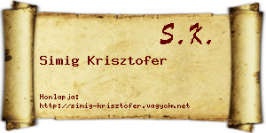 Simig Krisztofer névjegykártya